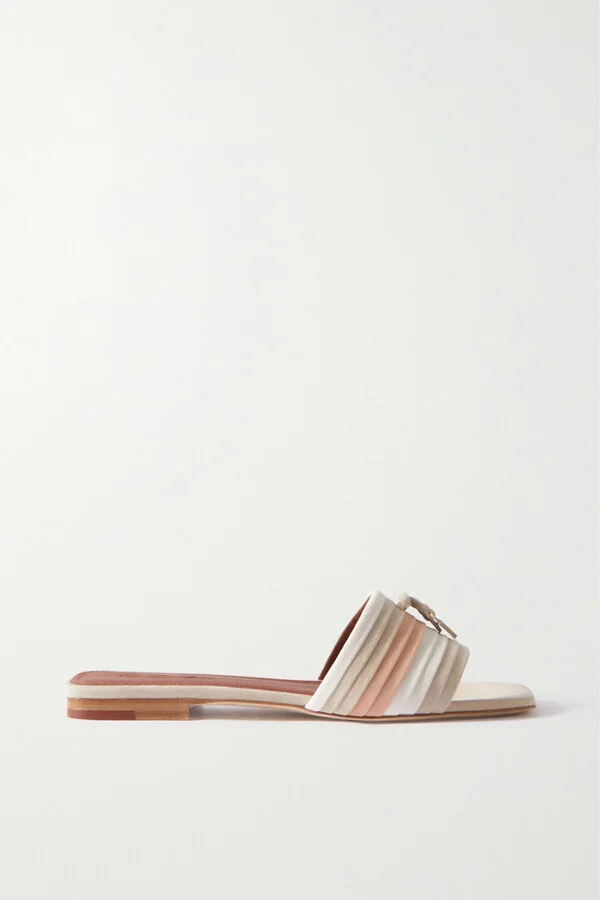 Loro Piana - Maxi Charms Striped Suede Sandals - Neutrals