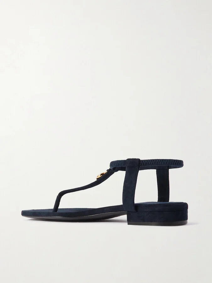 Loro Piana - Mindil Embellished Suede Sandals - Blue - Image 3