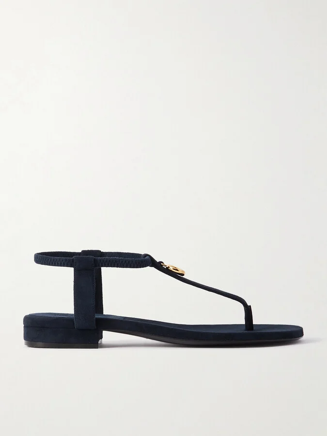 Loro Piana - Mindil Embellished Suede Sandals - Blue