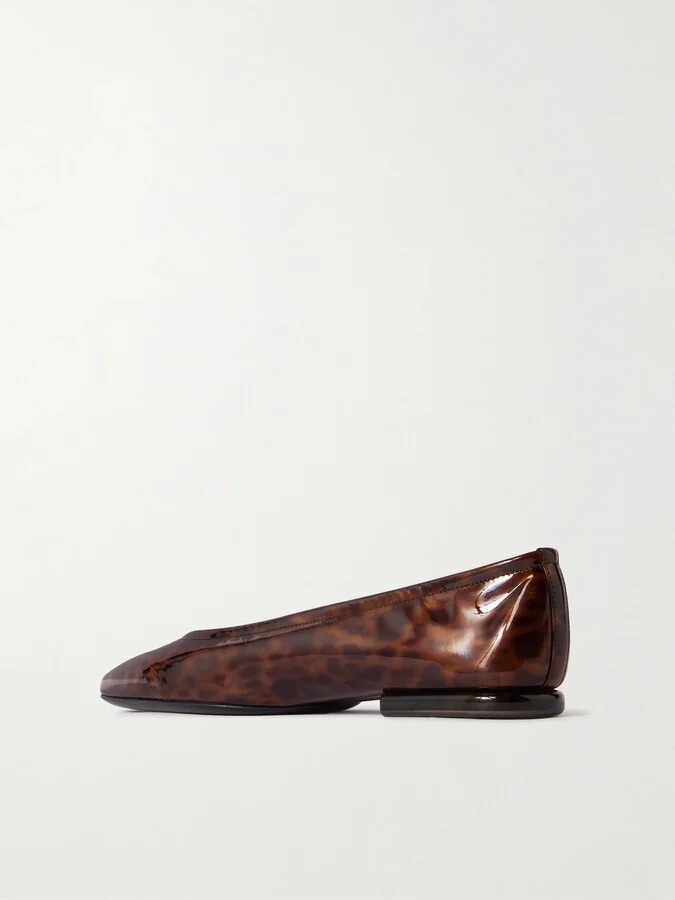 Loro Piana - Primula Leopard-print Patent-leather Ballet Flats - Brown - Image 3
