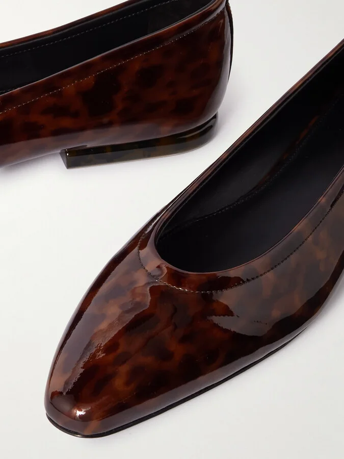 Loro Piana - Primula Leopard-print Patent-leather Ballet Flats - Brown - Image 4