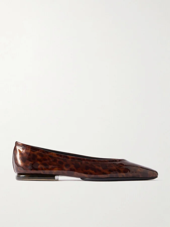 Loro Piana - Primula Leopard-print Patent-leather Ballet Flats - Brown