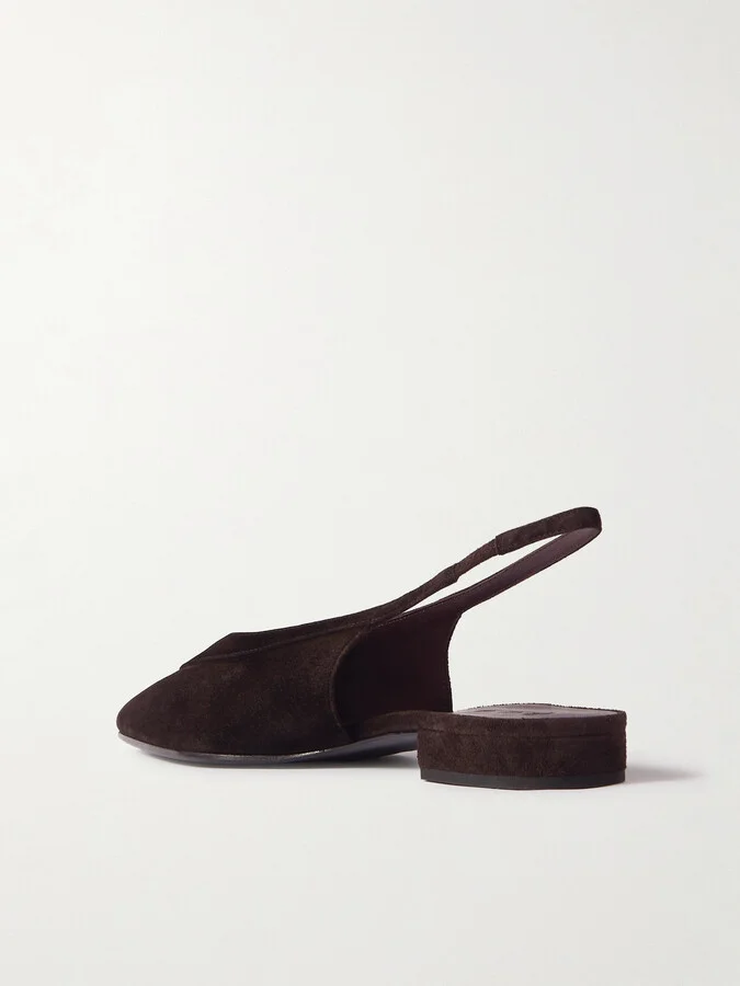 Loro Piana - Rebecca Layered Suede Slingback Flats - Brown - Image 3