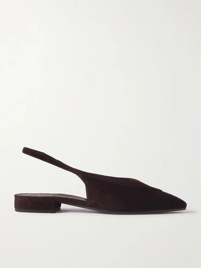 Loro Piana - Rebecca Layered Suede Slingback Flats - Brown