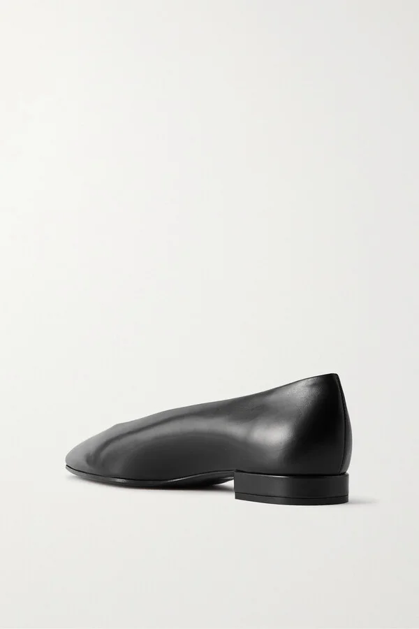 Loro Piana - Rebecca Leather Point-toe Flats - Black - Image 3