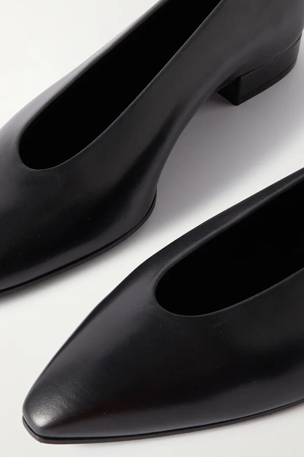 Loro Piana - Rebecca Leather Point-toe Flats - Black - Image 4