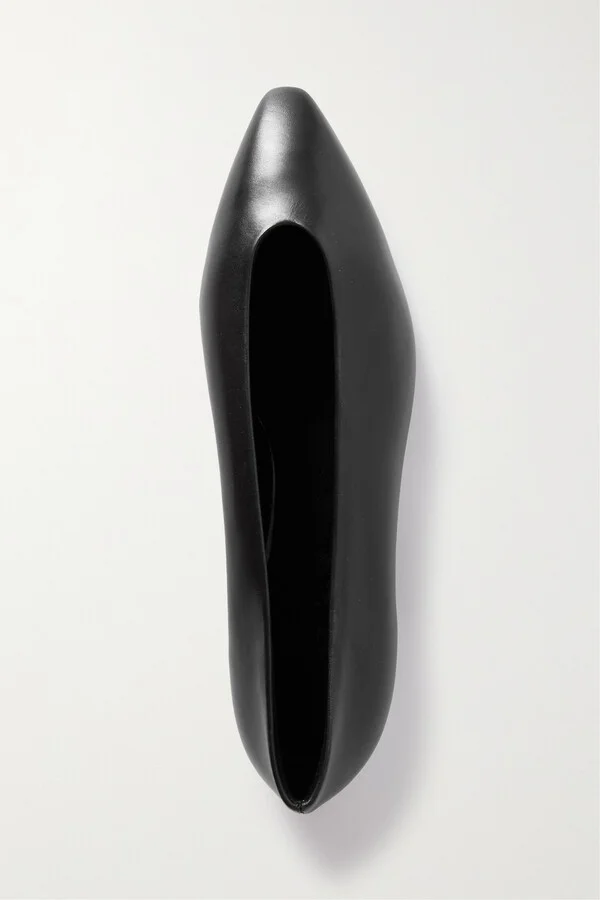 Loro Piana - Rebecca Leather Point-toe Flats - Black - Image 5