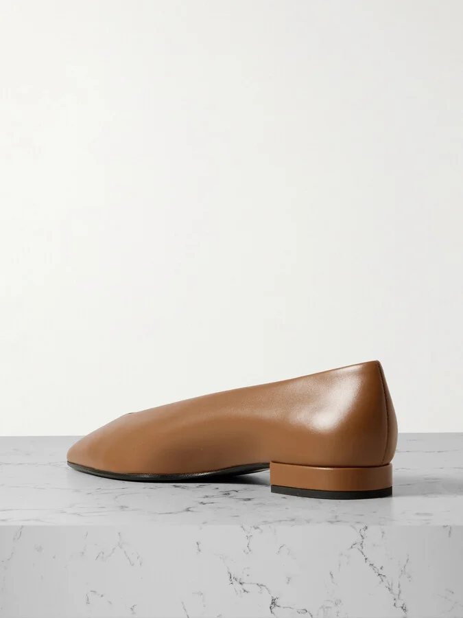 Loro Piana - Rebecca Leather Point-toe Flats - Brown - Image 3