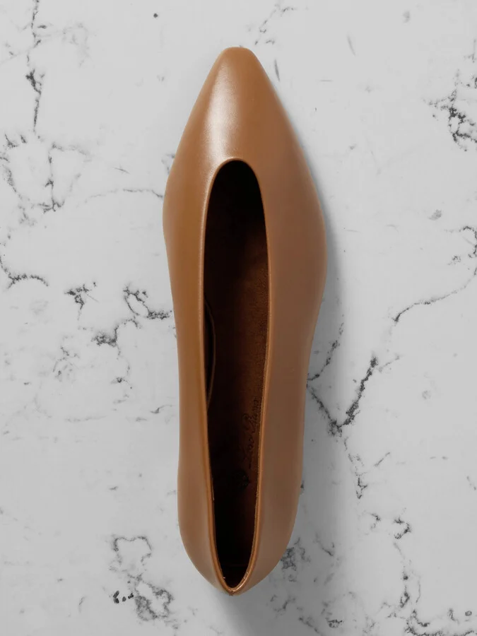 Loro Piana - Rebecca Leather Point-toe Flats - Brown - Image 5