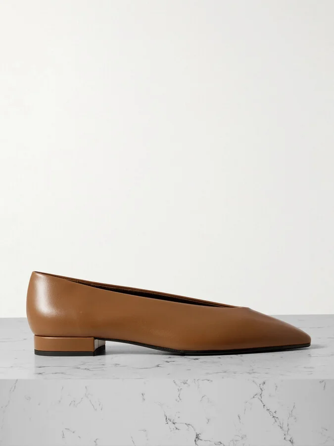 Loro Piana - Rebecca Leather Point-toe Flats - Brown