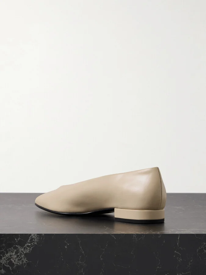 Loro Piana - Rebecca Leather Point-toe Flats - Neutrals - Image 3