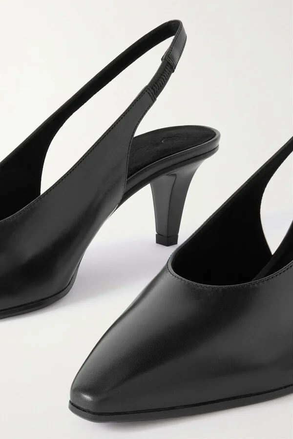 Loro Piana - Rebecca Leather Slingback Pumps - Black - Image 4