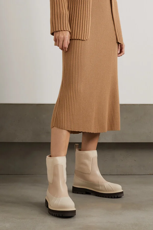 Loro Piana - Regent Cashmere And Leather Ankle Boots - Neutrals - Image 2