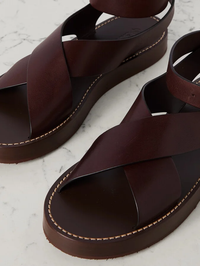 Loro Piana - Sumie Leather Sandals - Brown - Image 4