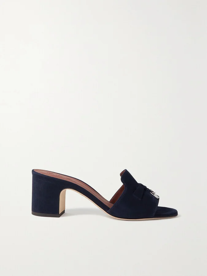 Loro Piana - Summer Charms Embellished Suede Mules - Blue