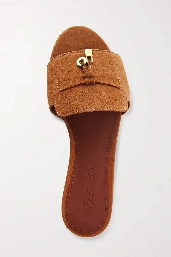 Loro Piana - Summer Charms Suede Slides - Brown - Image 5
