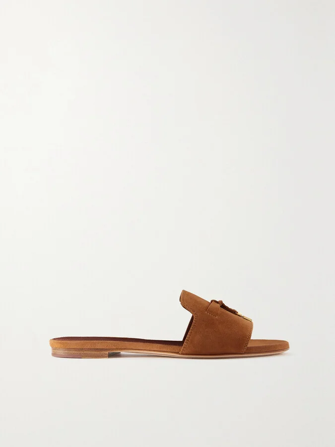 Loro Piana - Summer Charms Suede Slides - Brown