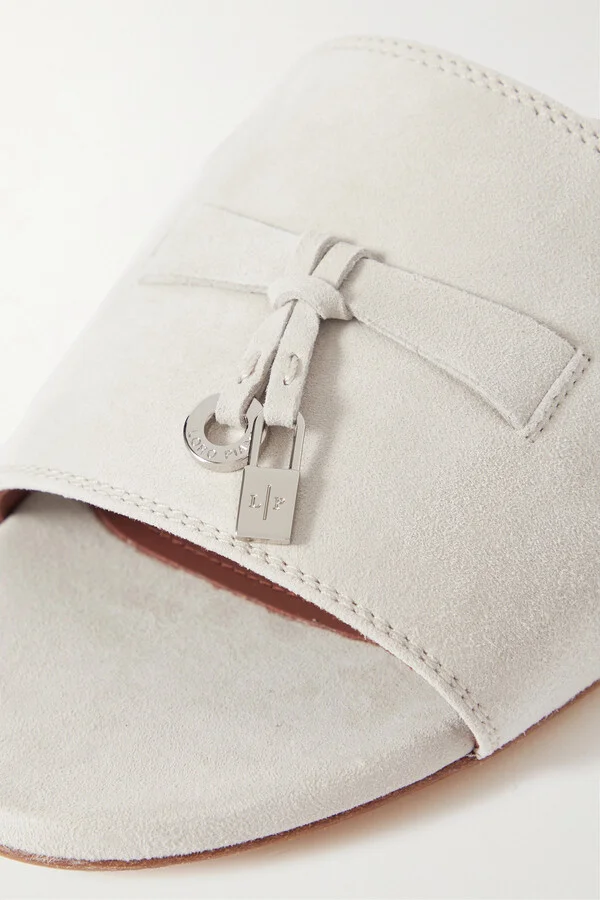 Loro Piana - Summer Charms Suede Slides - Gray - Image 4
