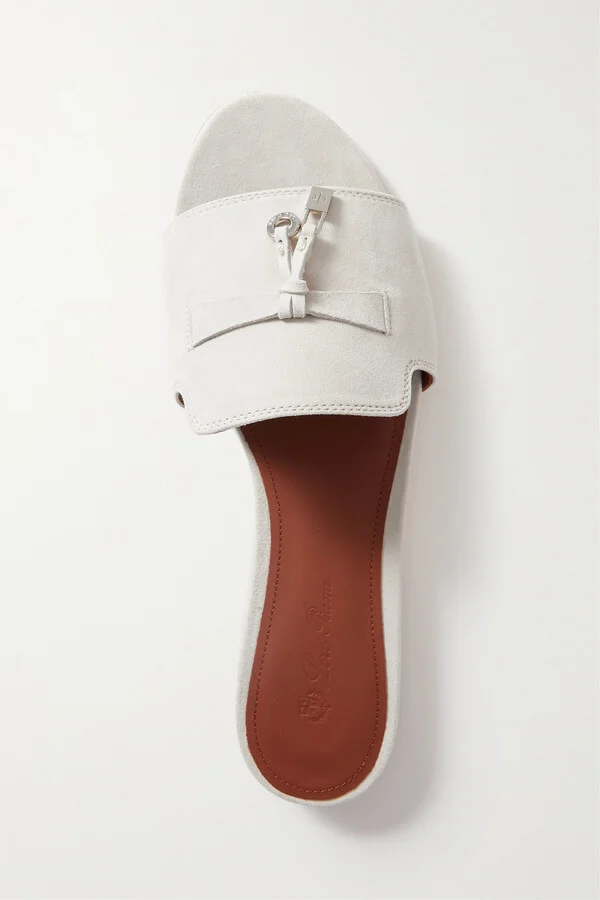 Loro Piana - Summer Charms Suede Slides - Gray - Image 5