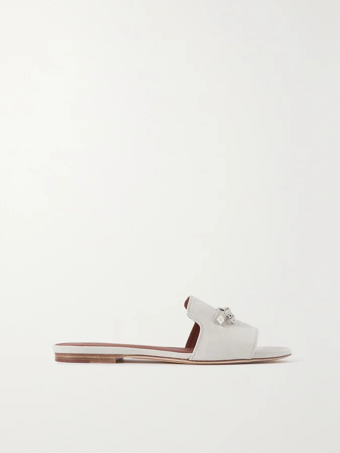 Loro Piana - Summer Charms Suede Slides - Gray