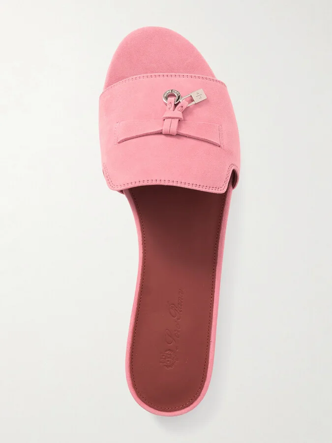 Loro Piana - Summer Charms Suede Slides - Pink - Image 5