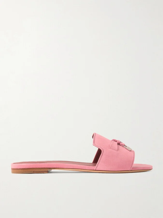 Loro Piana - Summer Charms Suede Slides - Pink
