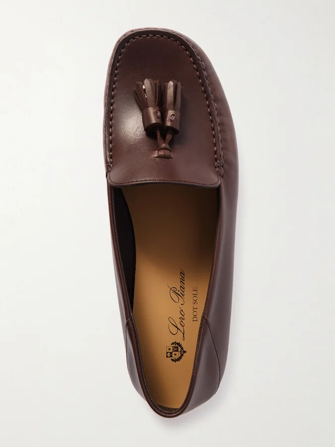 Loro Piana - Tasseled Leather Collapsible-heel Loafers - Brown - Image 5