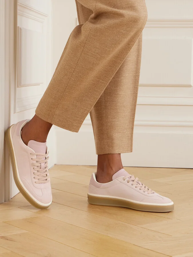 Loro Piana - Tennis Walk Leather-trimmed Suede Sneakers - Pink - Image 2
