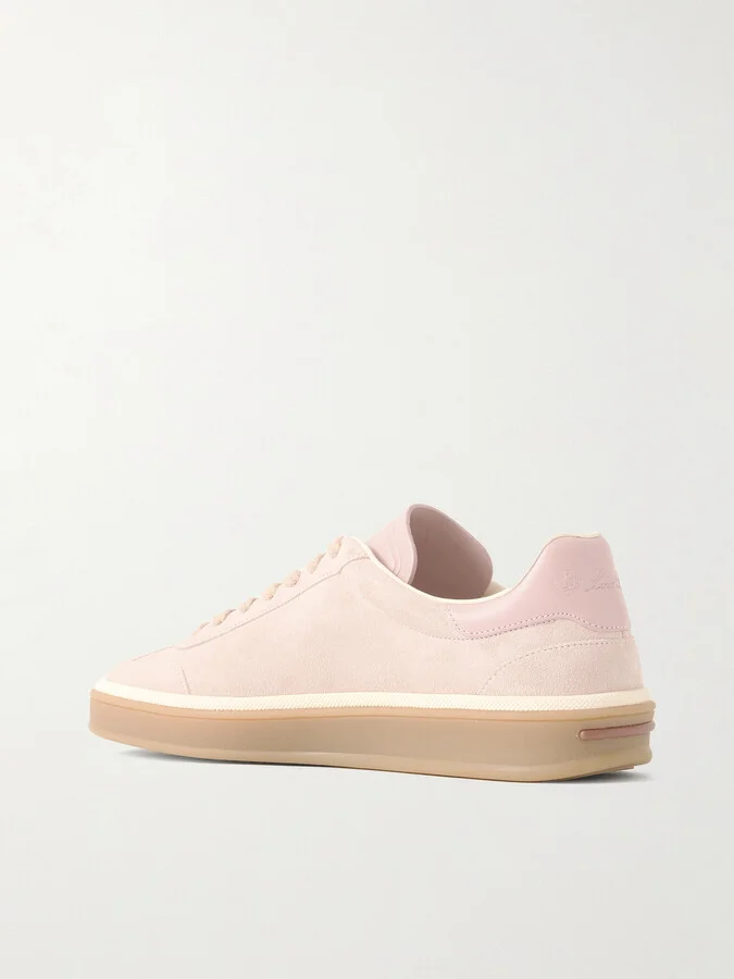 Loro Piana - Tennis Walk Leather-trimmed Suede Sneakers - Pink - Image 3