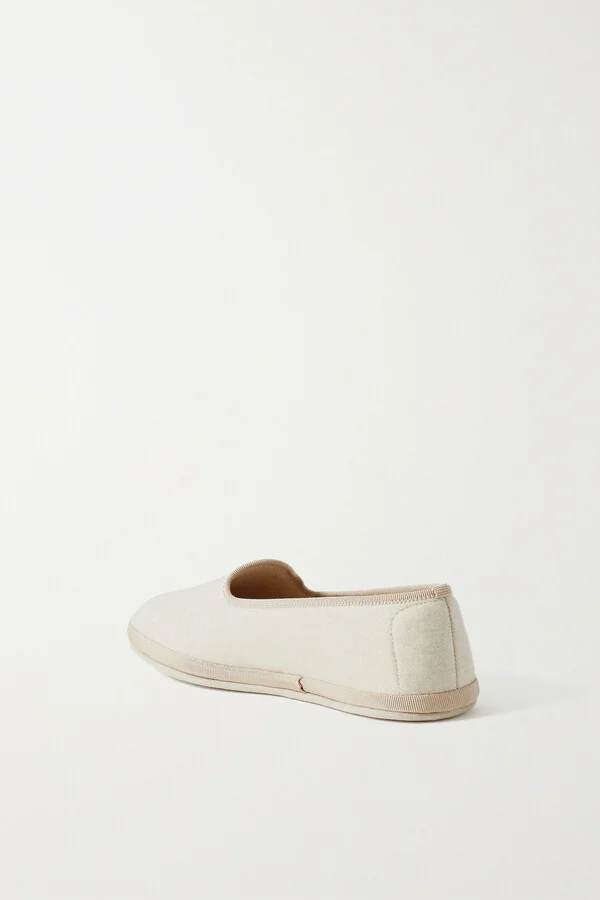 Loro Piana - Venice Embroidered Cashmere-blend Flannel Slippers - Ecru - Image 3