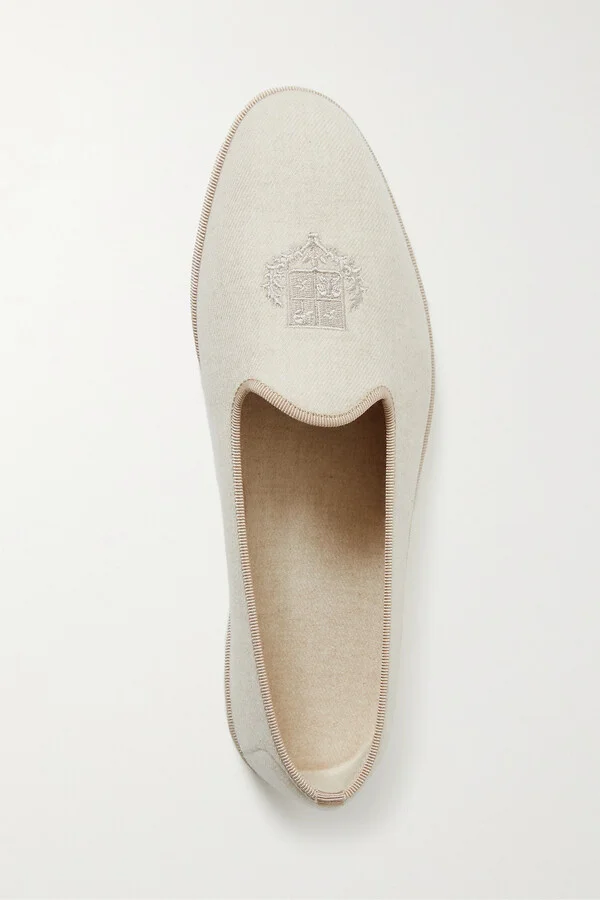 Loro Piana - Venice Embroidered Cashmere-blend Flannel Slippers - Ecru