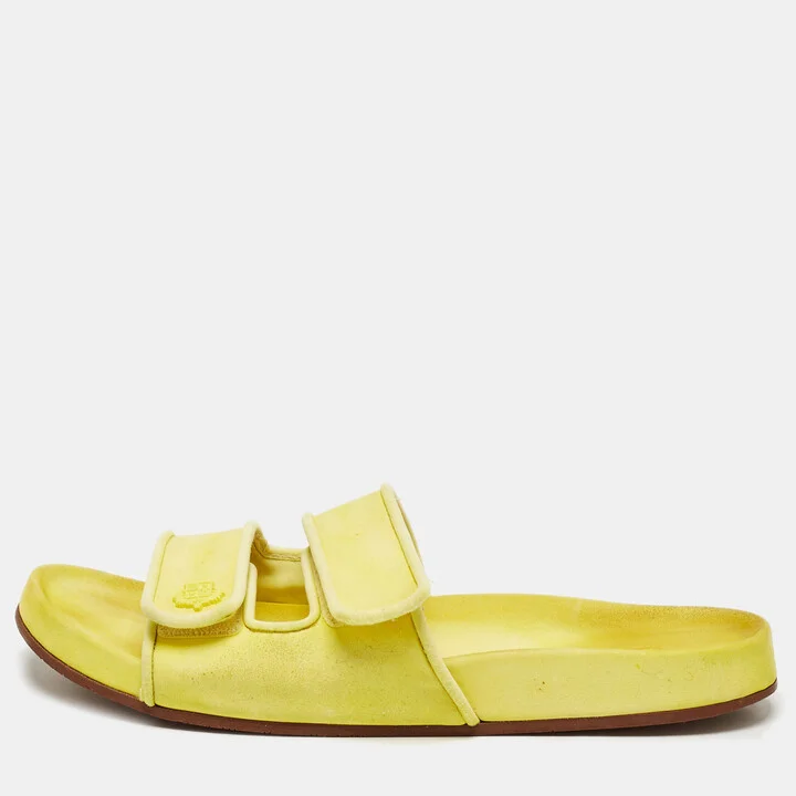 Loro Piana Yellow Suede Waikiki Flat Slides Size 40