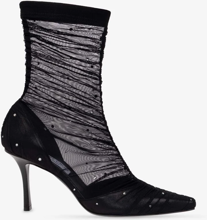 Lotta 85 Ruched Tulle Ankle Boots