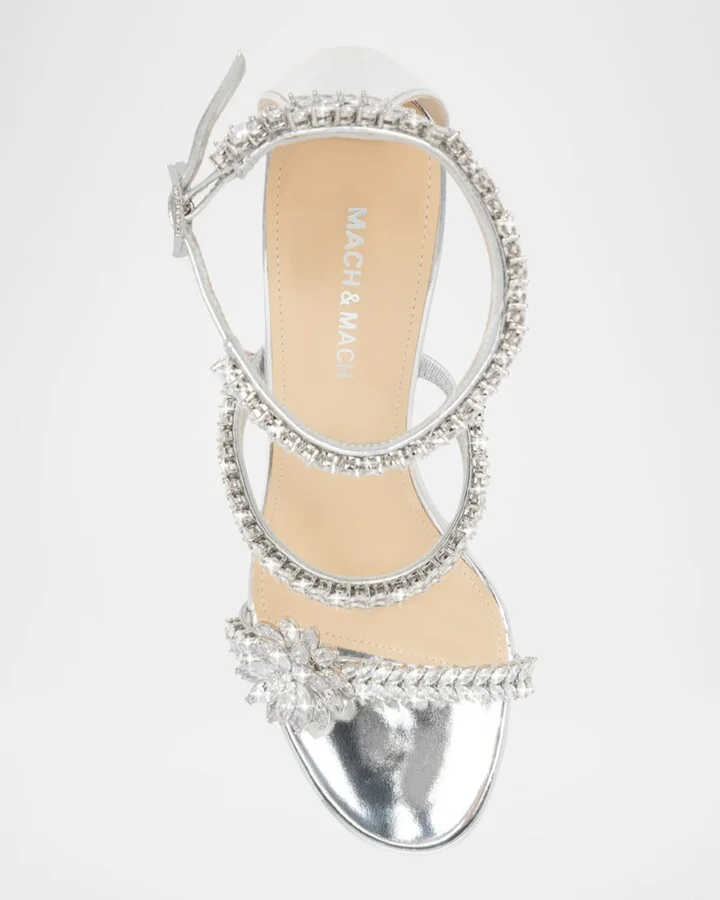 Lotus Crystal Metallic Ankle-Strap Sandals - Image 10