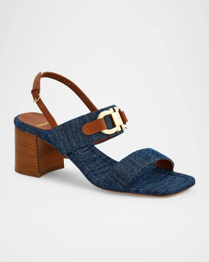 Lou Denim Gancio Slingback Sandals - Image 3