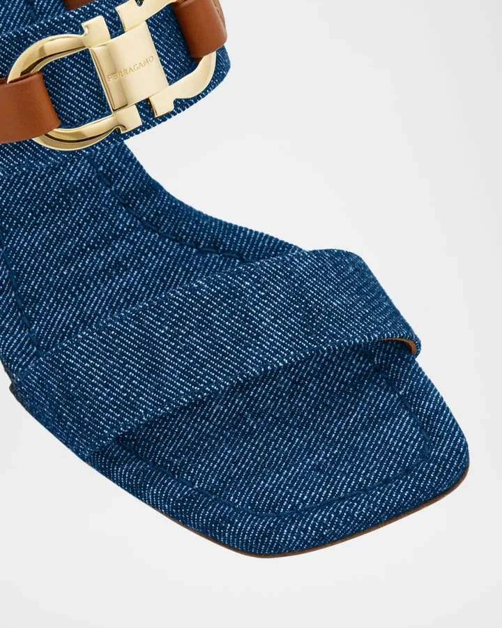 Lou Denim Gancio Slingback Sandals - Image 4