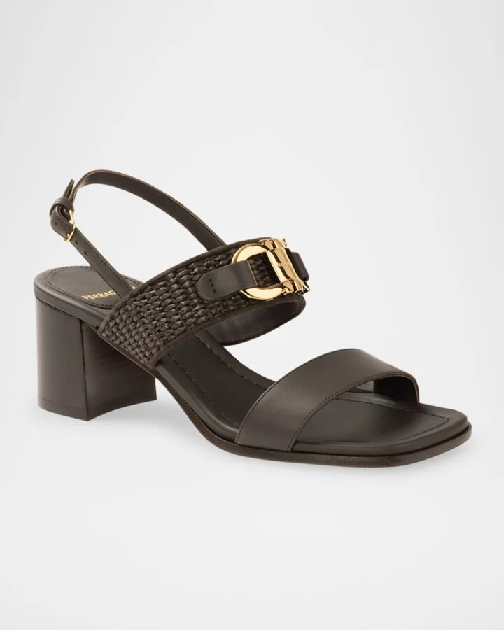 Lou Gancini Bit Raffia Leather Sandals - Image 2