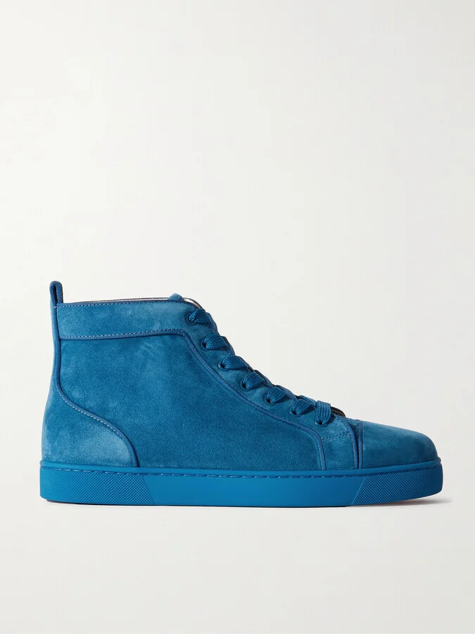 Louis Logo-Embellished Grosgrain-Trimmed Suede High-Top Sneakers