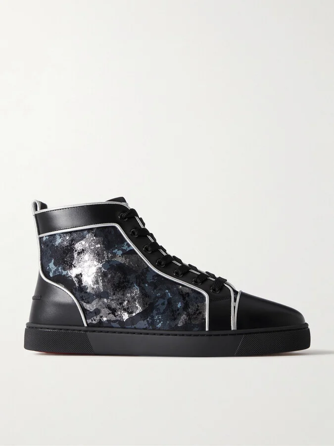 Louis Metallic Camouflage-Print Leather High-Top Sneakers
