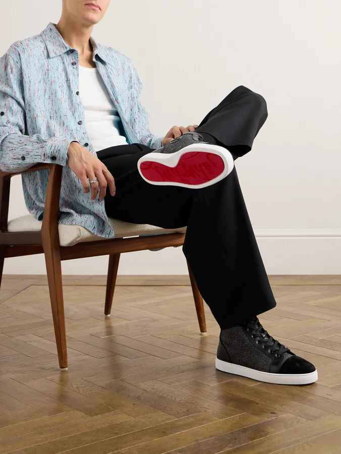 Louis Orlato Suede and Croc-Effect Leather-Trimmed Twill Sneakers - Image 2