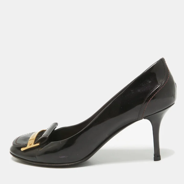 Louis Vuitton Amarante Patent Leather Metal Logo Pumps Size 40