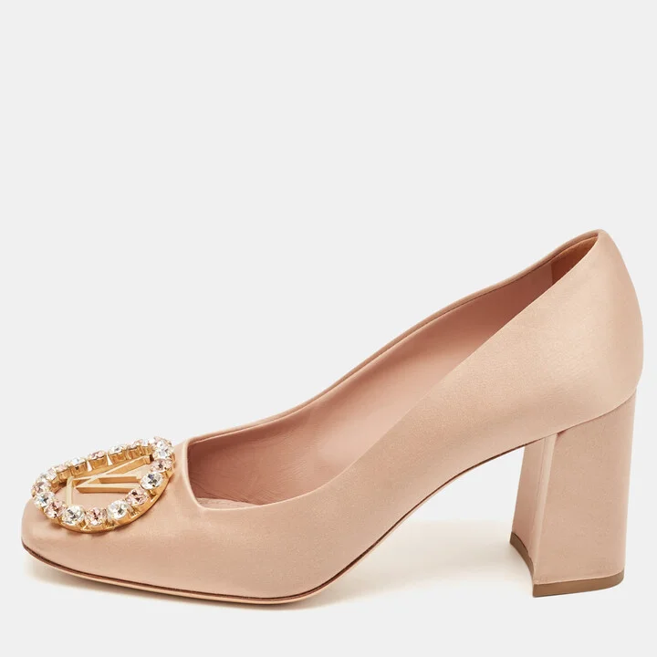 Louis Vuitton Beige Madeleine Block Heel Pumps Size 37.5