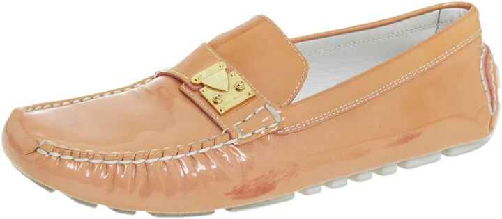Louis Vuitton Beige Patent Leather Lombok Slip On Loafers Size 40