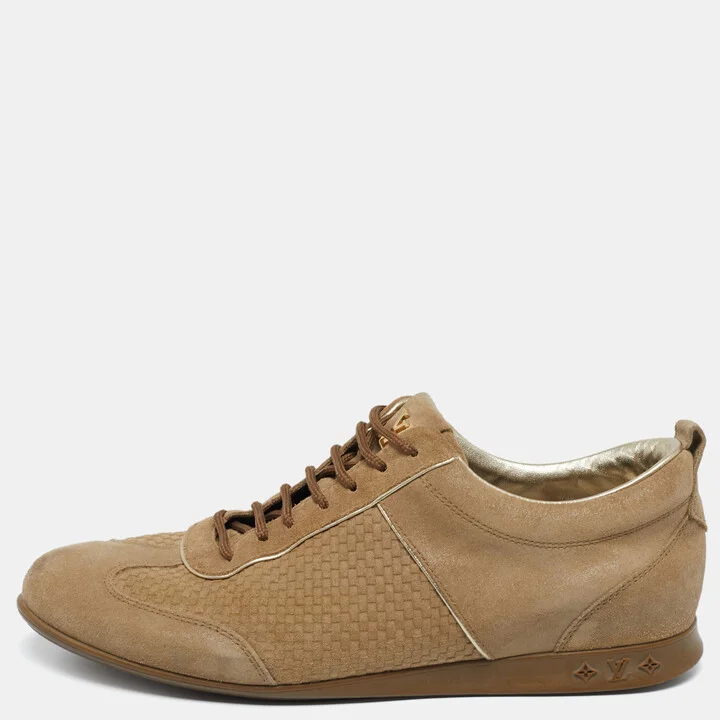 Louis Vuitton Beige Suede Low Top Sneakers Size 36.5