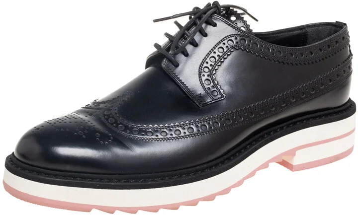 Louis Vuitton Black Brogue Leather Lace Up Derby Size 37.5