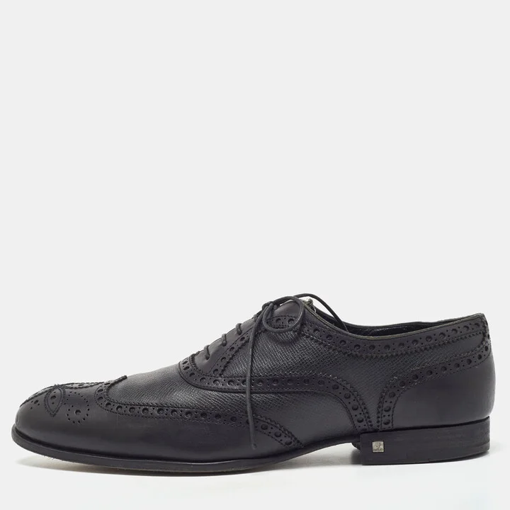 Louis Vuitton Black Brogue Leather Lace Up Oxfords Size 43