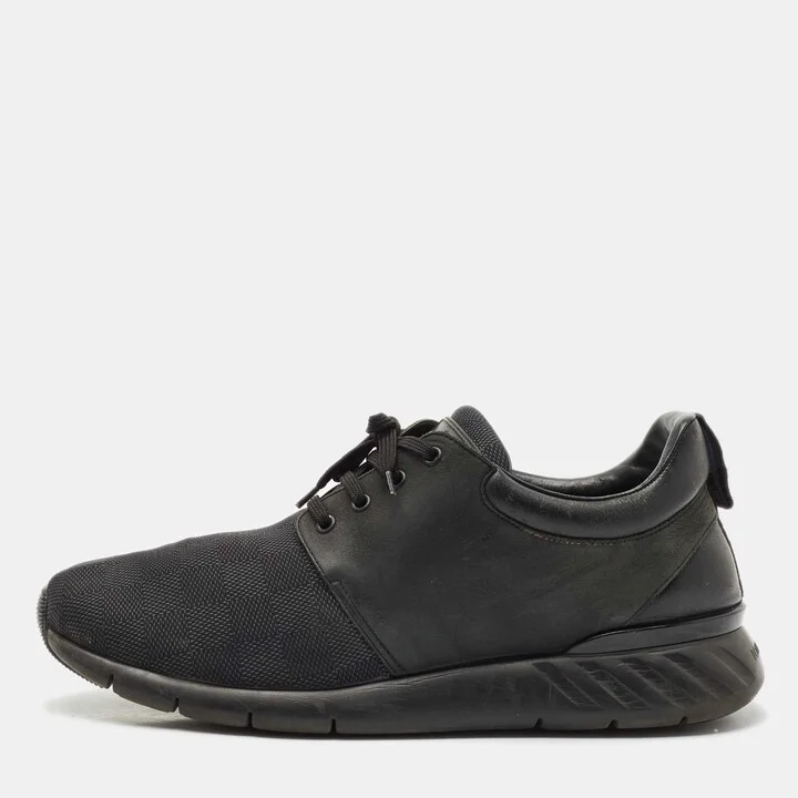 Louis Vuitton Black Damier Neoprene and Leather Fastlane Sneakers Size 44.5