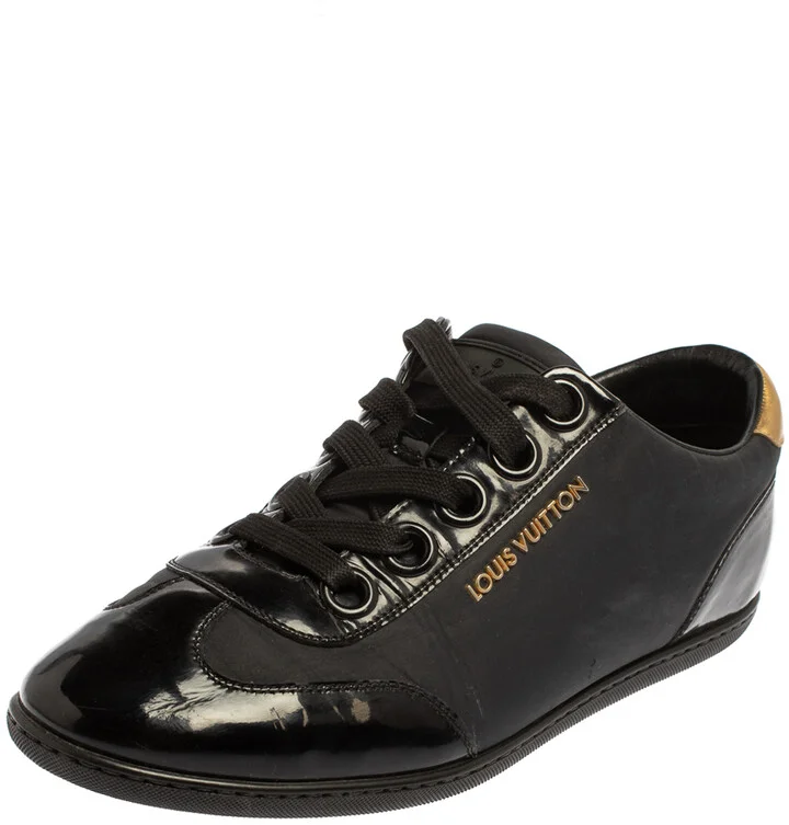 Louis Vuitton Black/Gold Nylon And Leather Low Top Sneakers Size 36.5