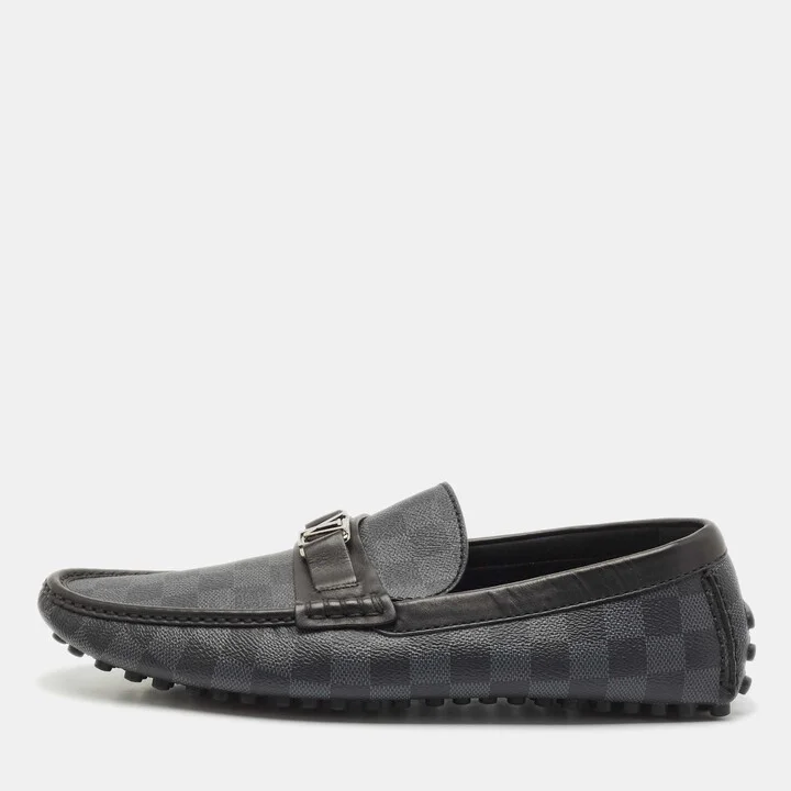 Louis Vuitton Black/Grey Damier Graphite Canvas Hockenheim Loafers Size 45