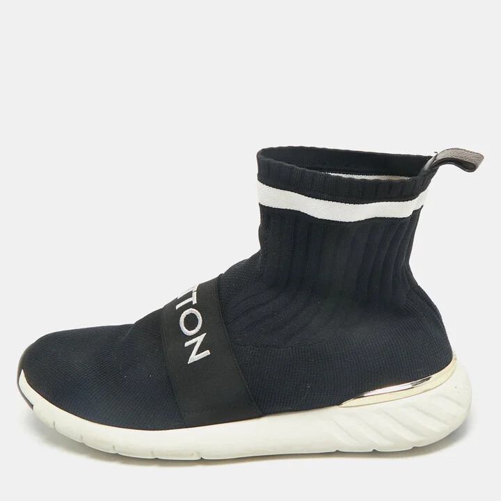 Louis Vuitton Black Knit Fabric Aftergame Sock Sneakers Size 38.5